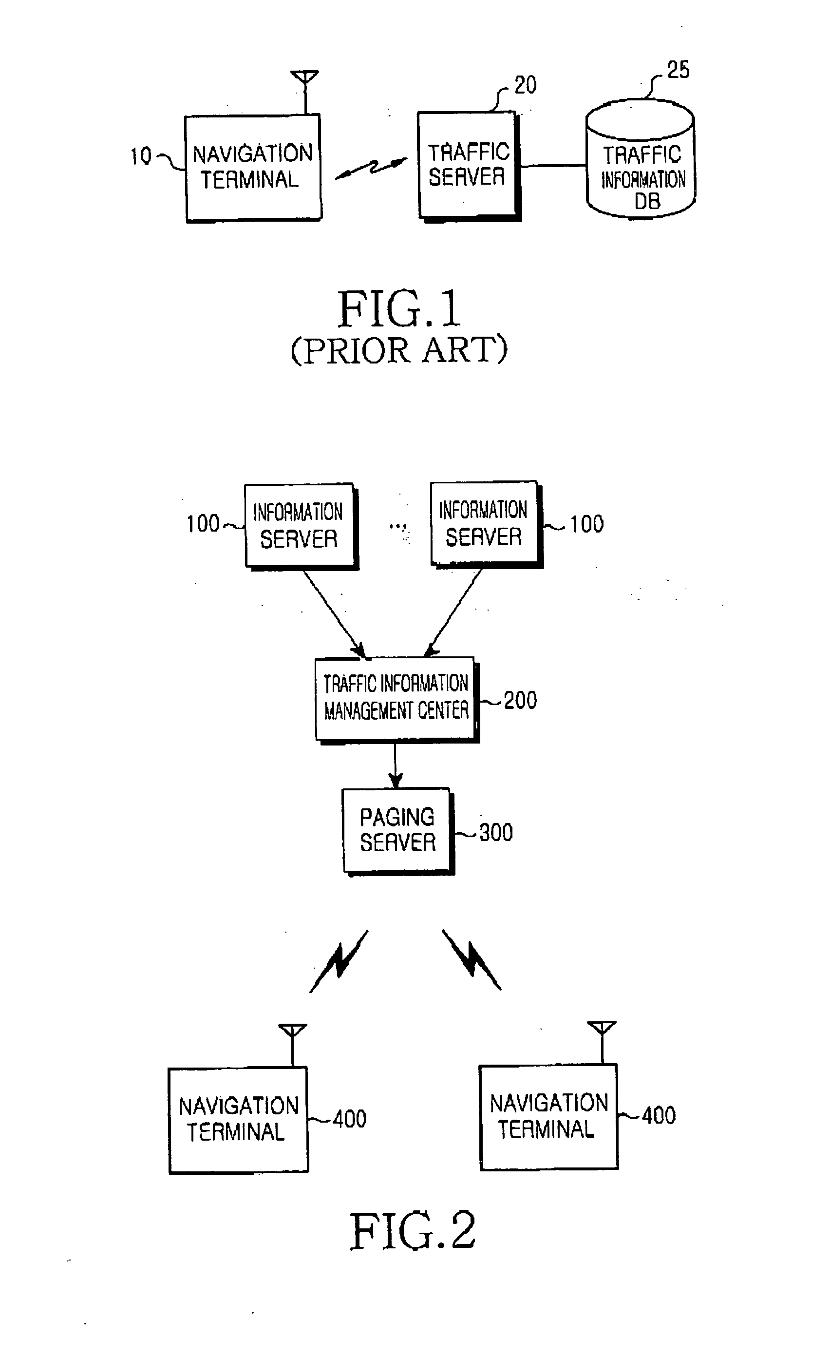 Navigation system using wireless paging network and method of providing traffic information therefor