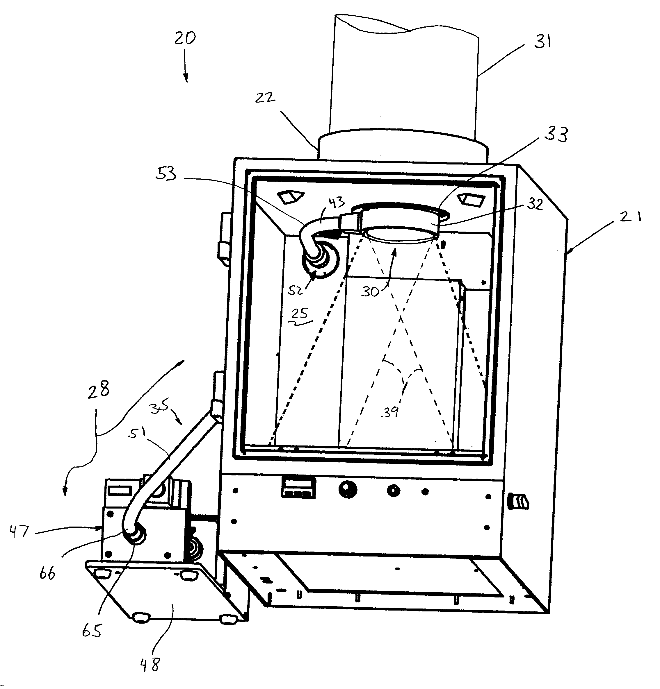 Bottom fluorescence illumination assembly for an imaging apparatus
