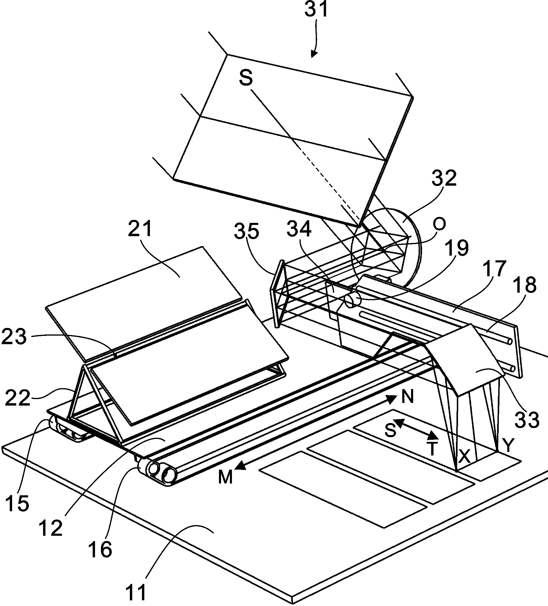 Offset type solar orienting line light-condensing desert surface hardening system