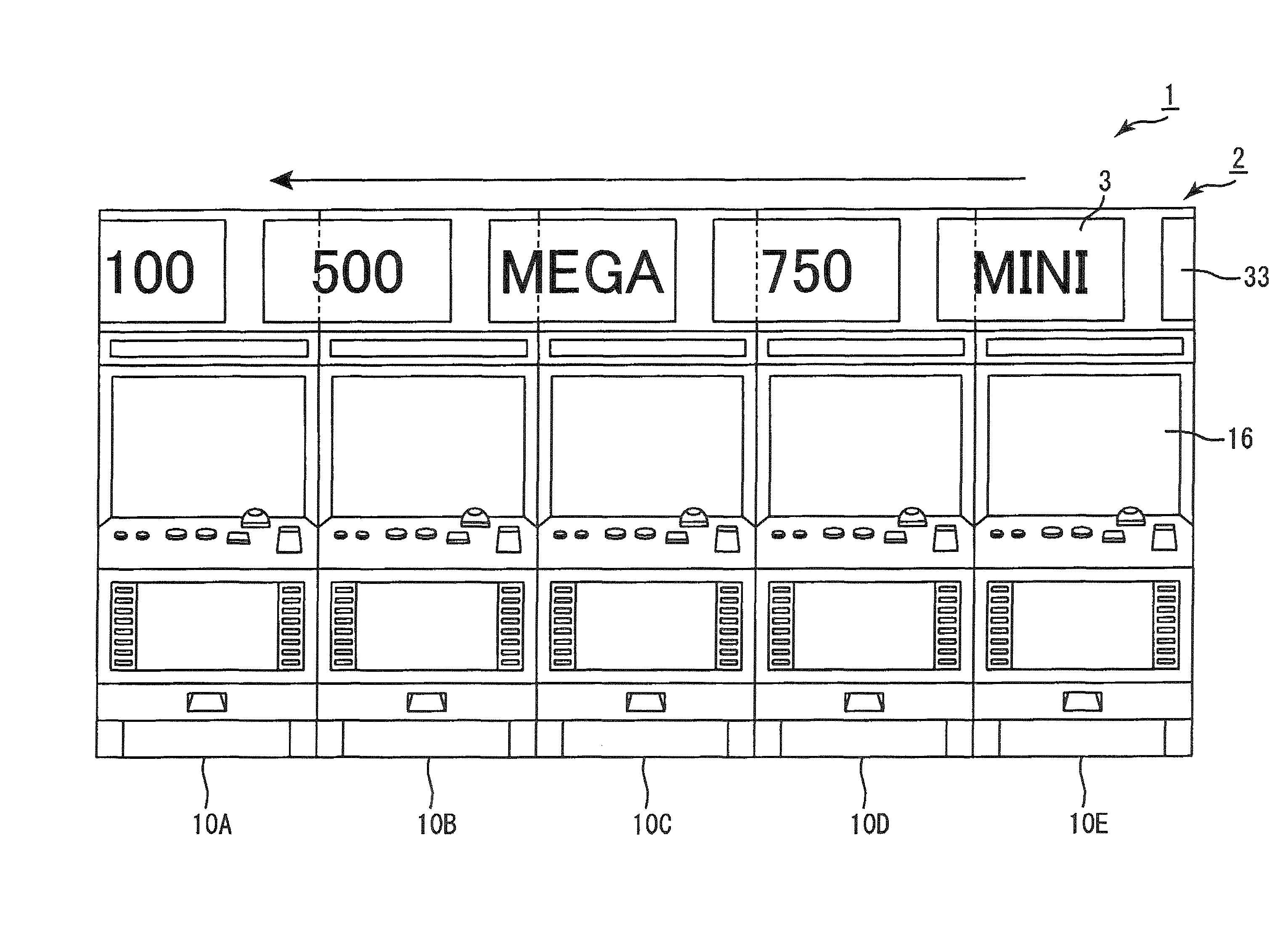 Gaming system comprising a plurality of slot machines and method for controlling gaming machine