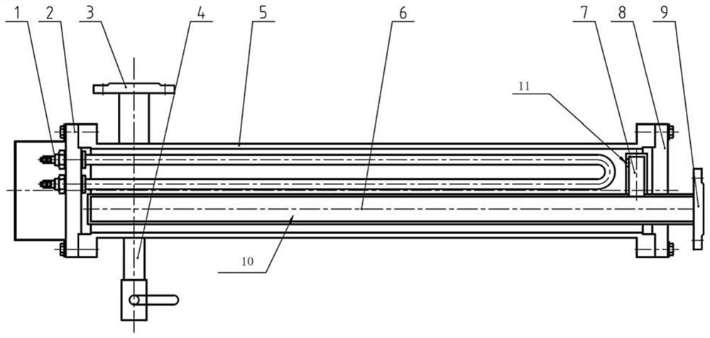 Liquid heat-conducting medium injection pipe and heating device