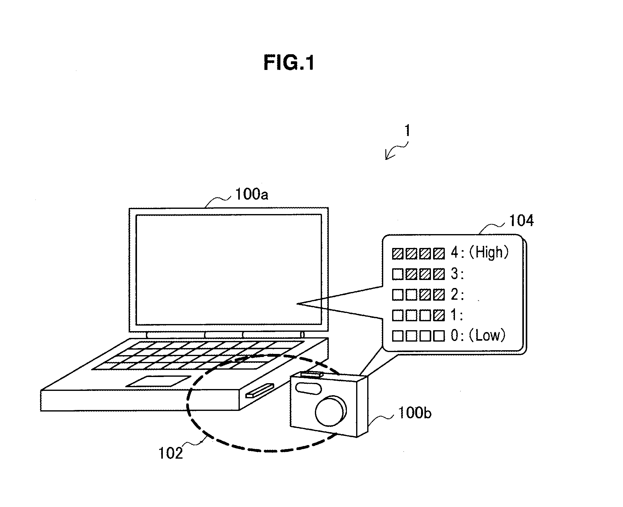 Radio communication device, signal strength output method and radio communication system