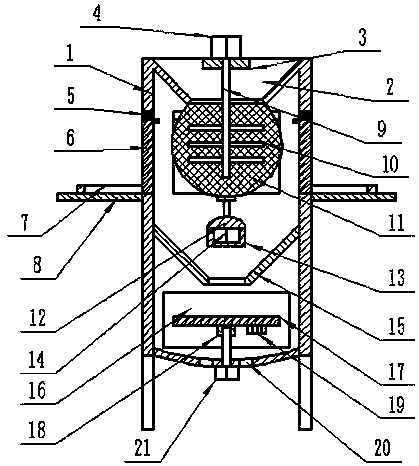 Battery material crushing and iron removing device