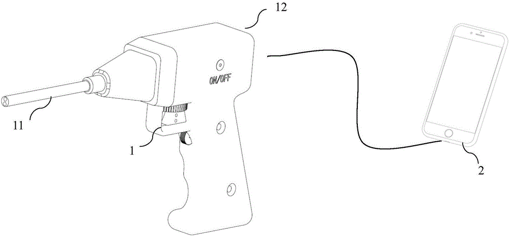 Gun type endoscope system capable of being connected with intelligent mobile device