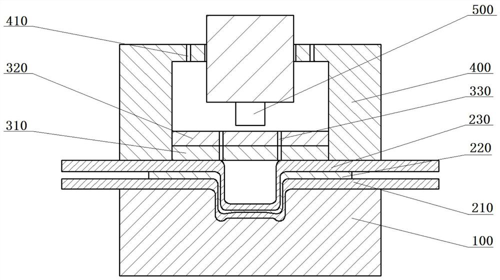 A metal and non-metal material laser shock glue riveting connection device and method