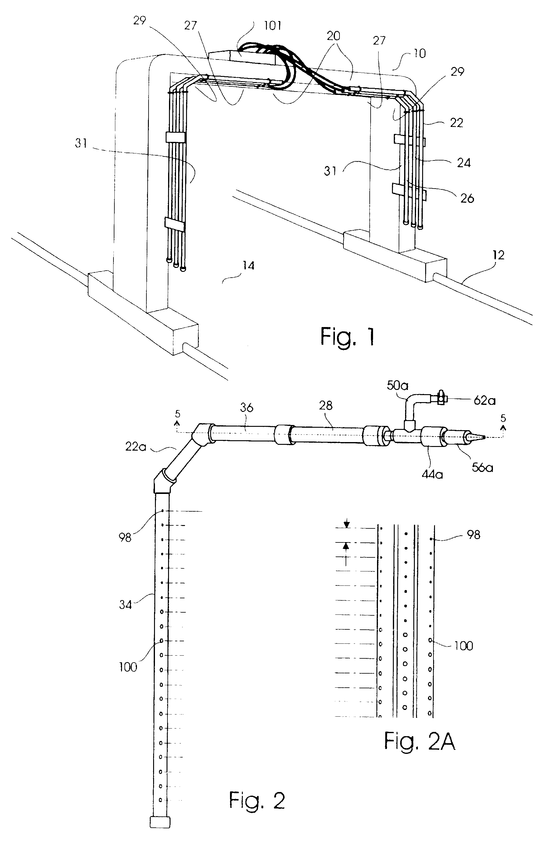 Foam apparatus for use with roll-over and/or automatic type car wash