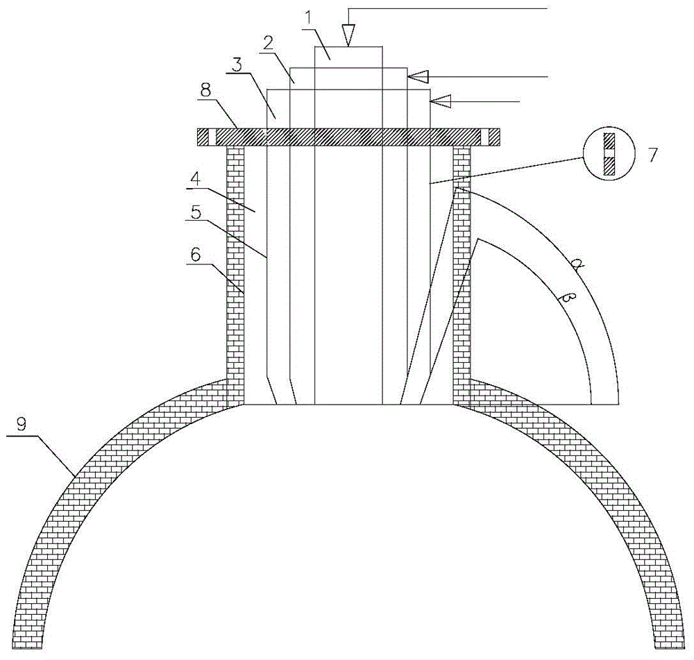 Partial oxidation process burner and application thereof