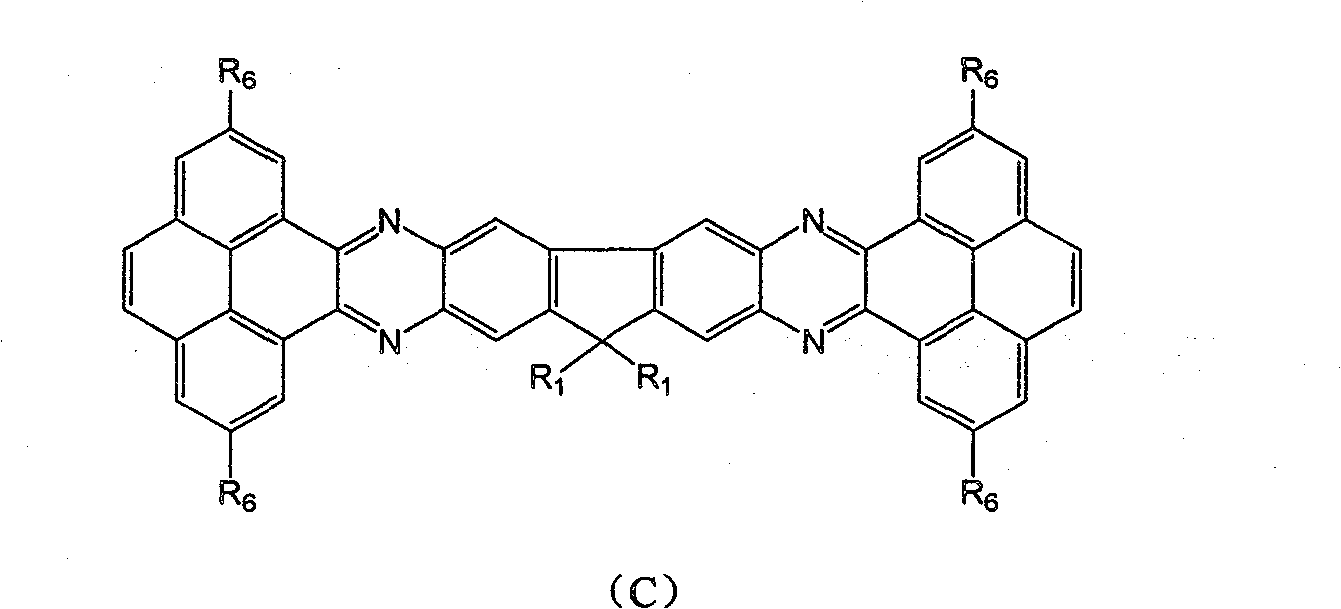 Fluorene derivative containing large conjugated molecule and preparation thereof