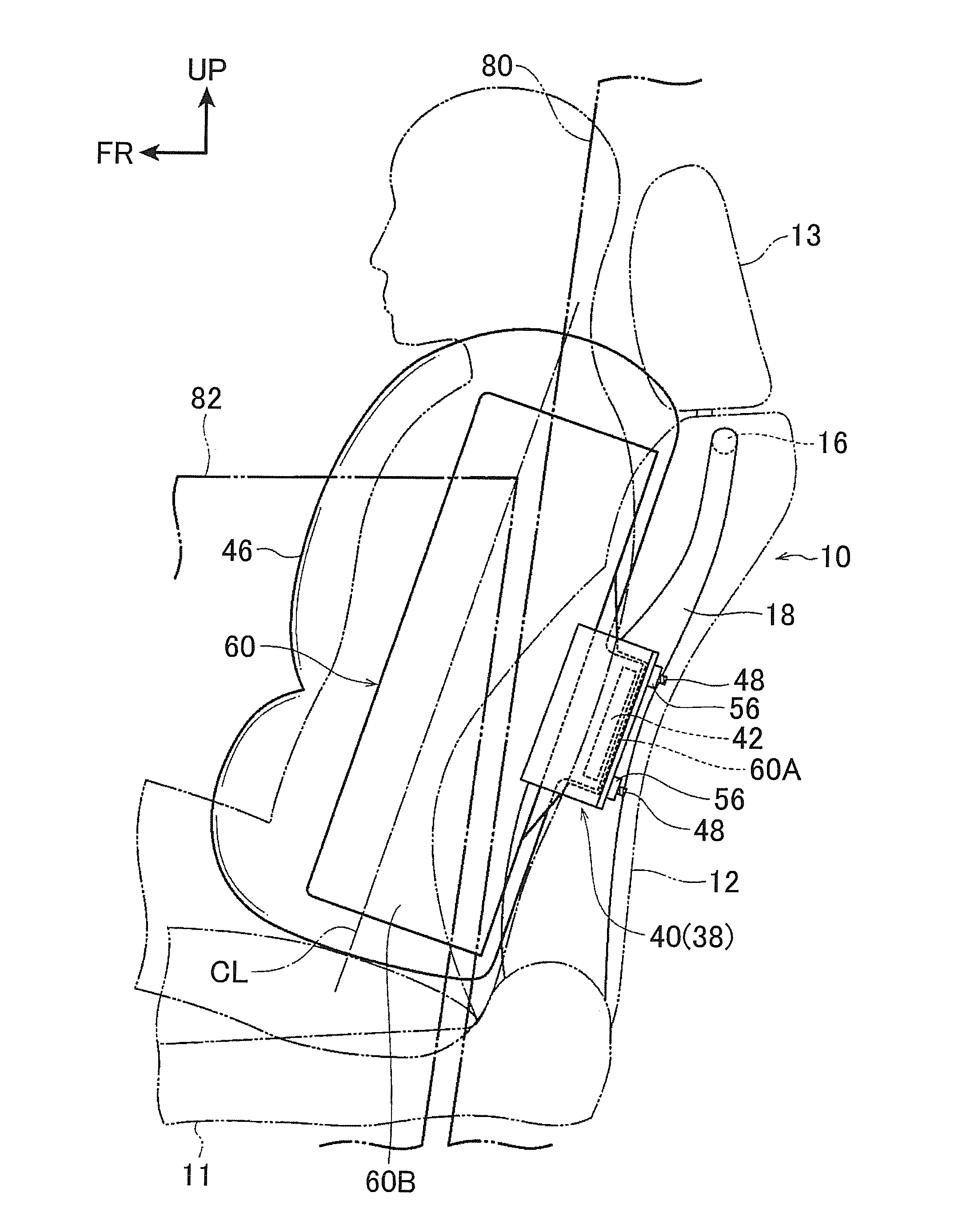 Vehicle side airbag device