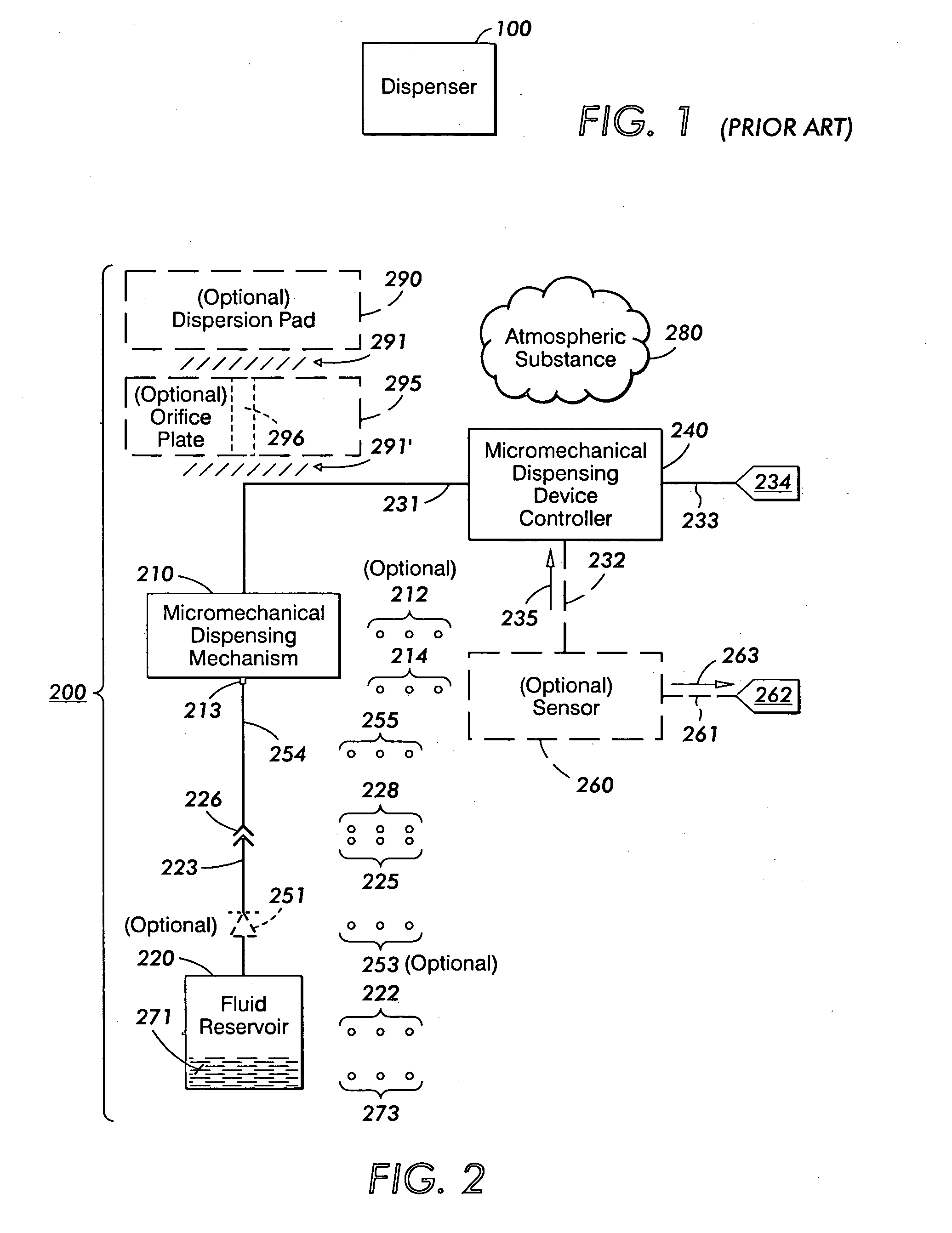 Device and system for dispensing fluids into the atmosphere