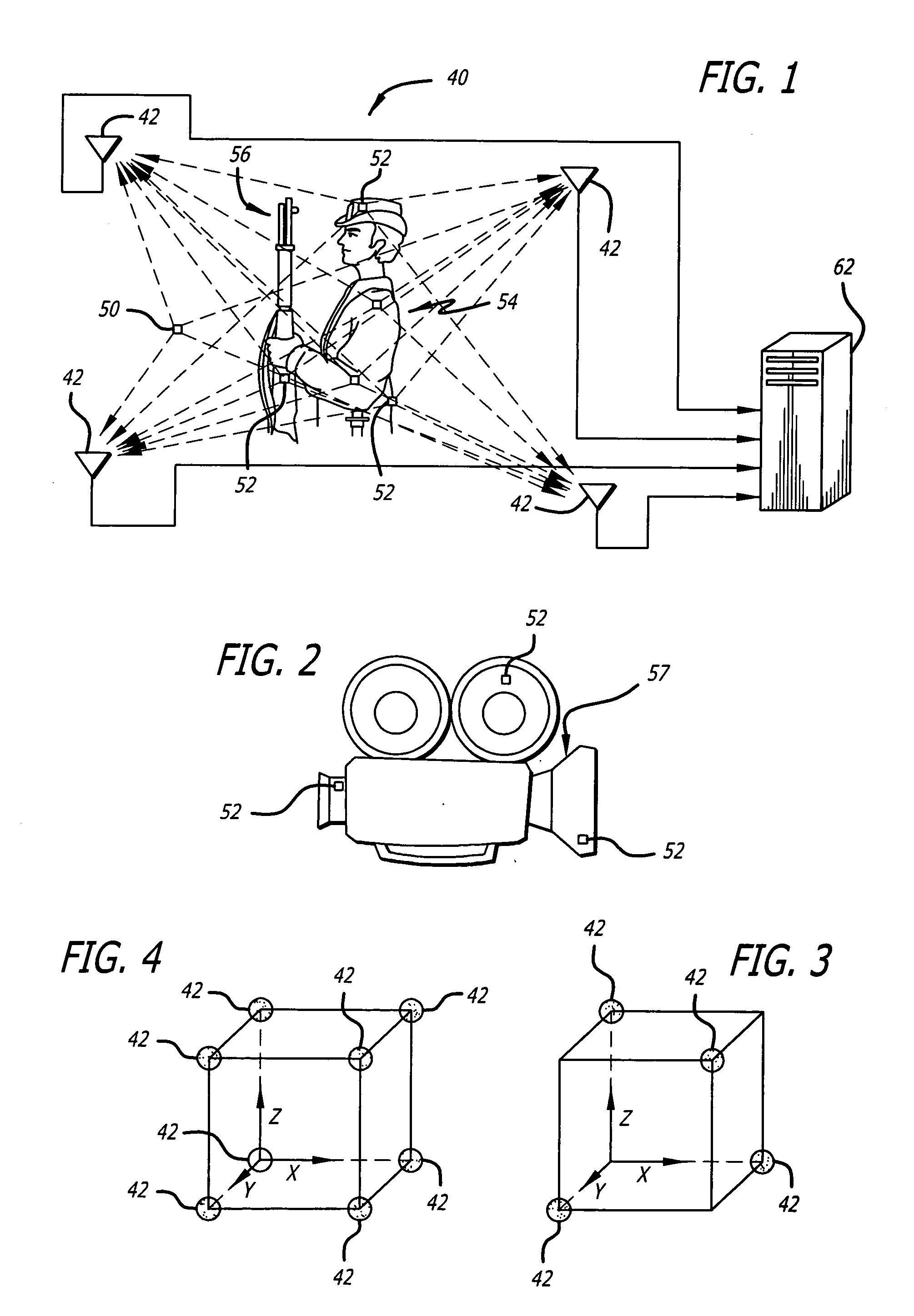 Radio frequency tags for use in a motion tracking system