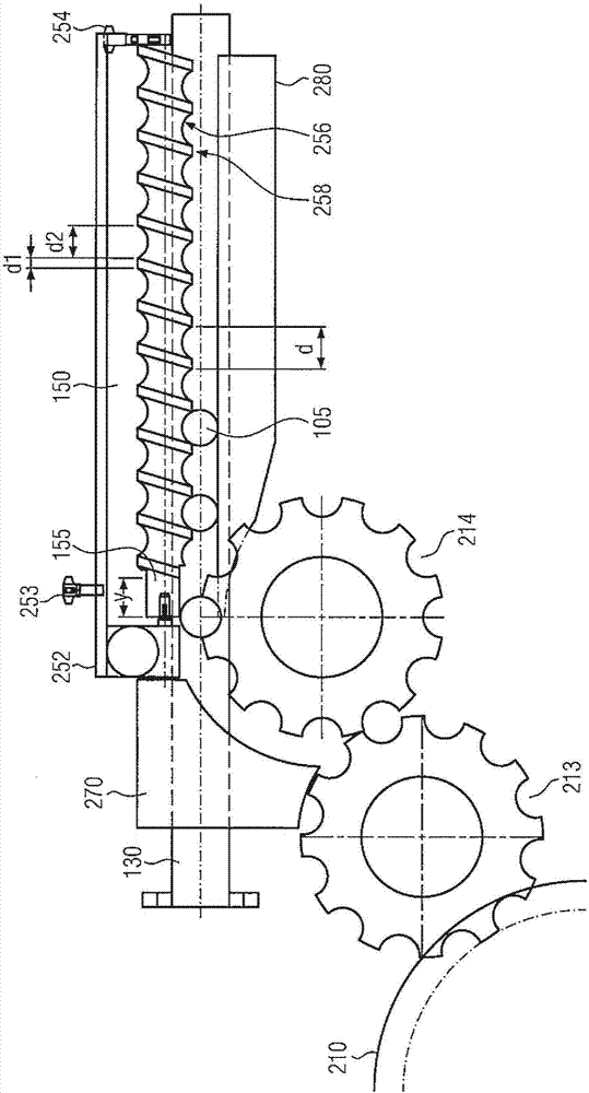 Device and method for speed reduction of a container flow in a container treatment plant