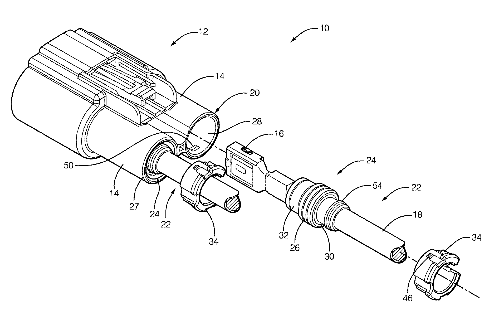 Sealed connector with an extended seal sleeve and an anti-water pooling retainer