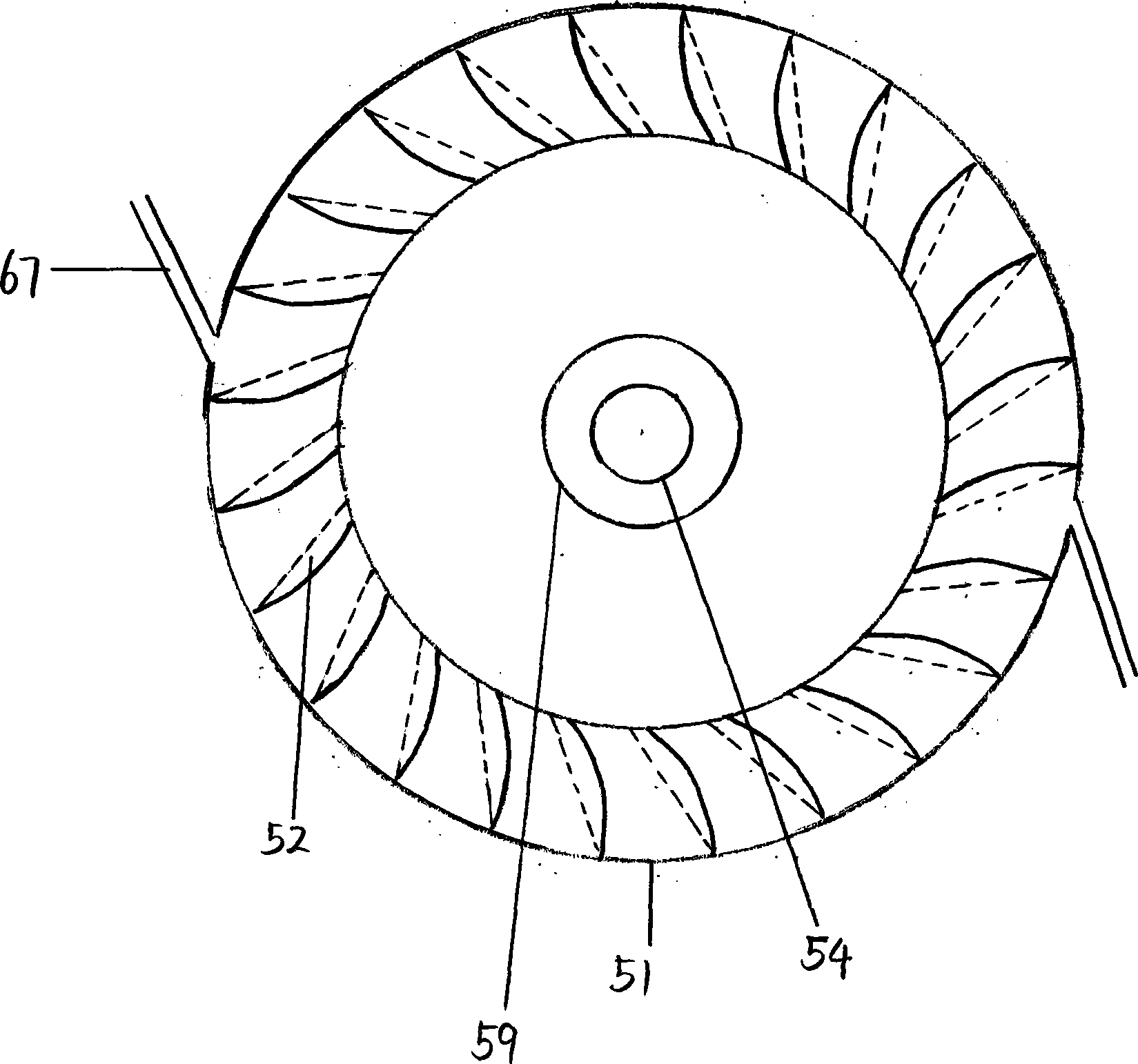 Water closet with two groups of impellers and design scheme thereof