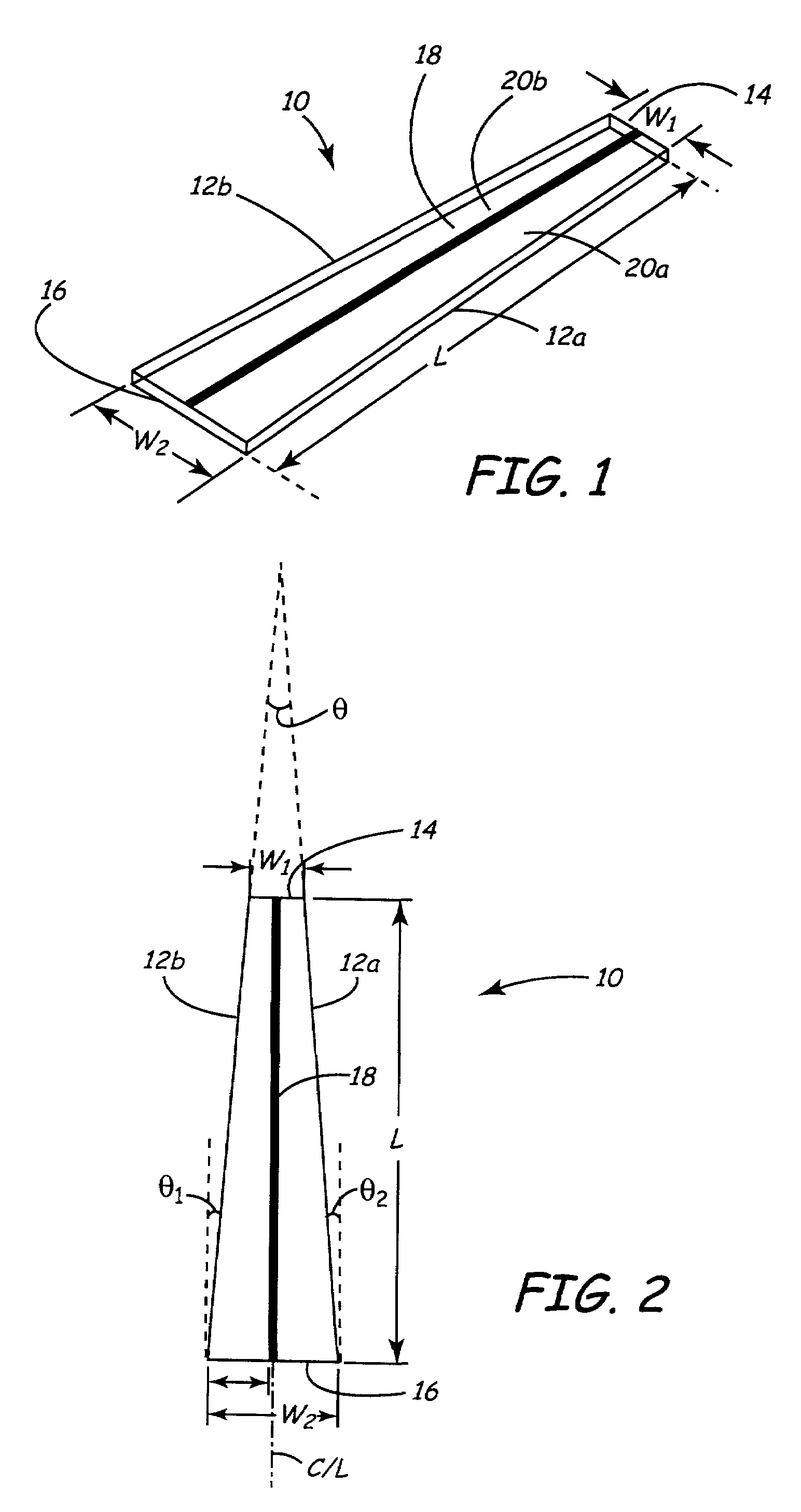 Tapered piezoelectric in-plane bimorph and method of fabricating