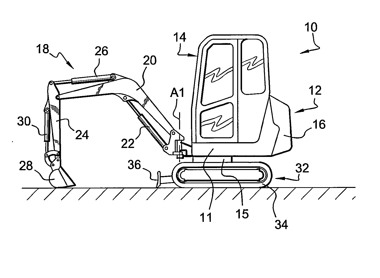 Excavator and process for assembling or dissassembling such excavator