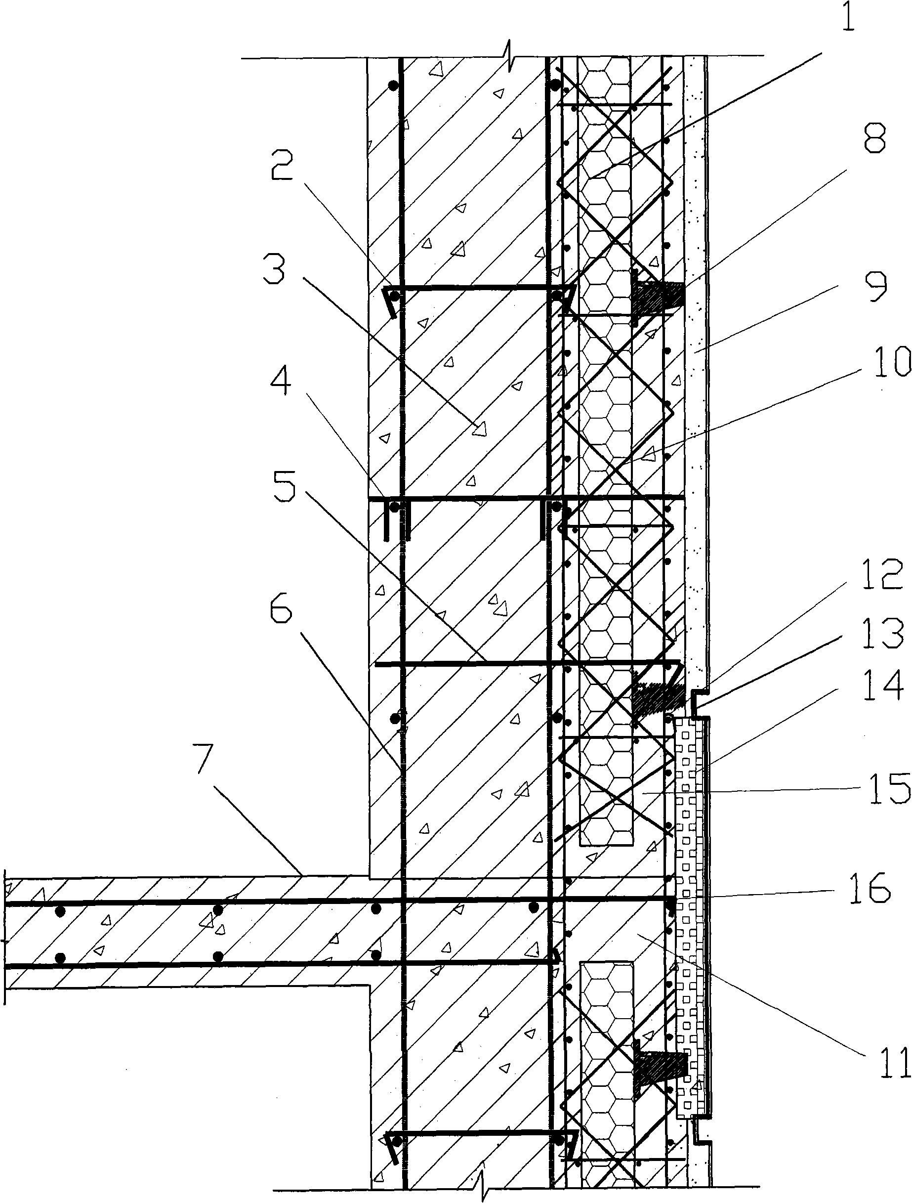 Externally reinforced concrete irrigated and heat preservation wall structure embedded energy-saving system and its construction method
