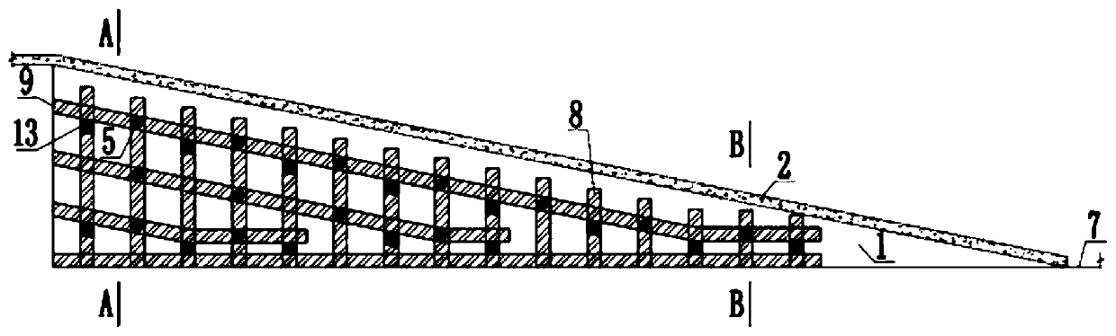 Construction method for reinforced supporting structure for foundation pit ramp under heavy-load passing condition