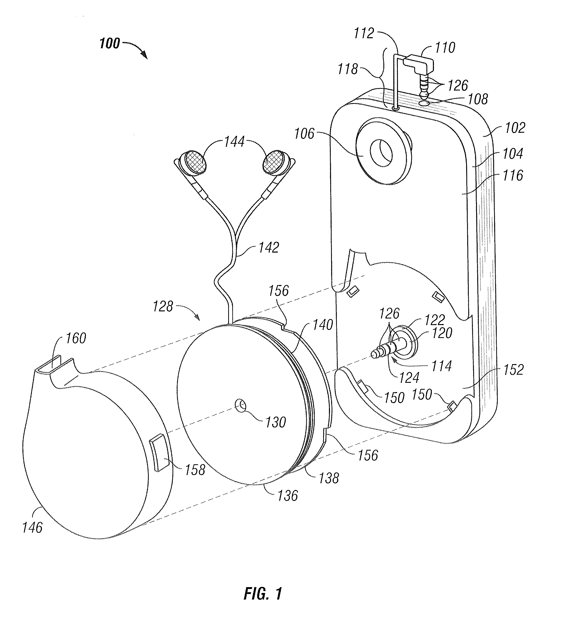 Electronic device carrying system with retractable transducer assembly