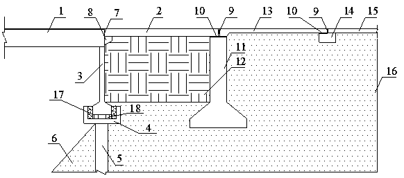 Shock insulation structure suitable for abutment rigid frame bridge and construction method