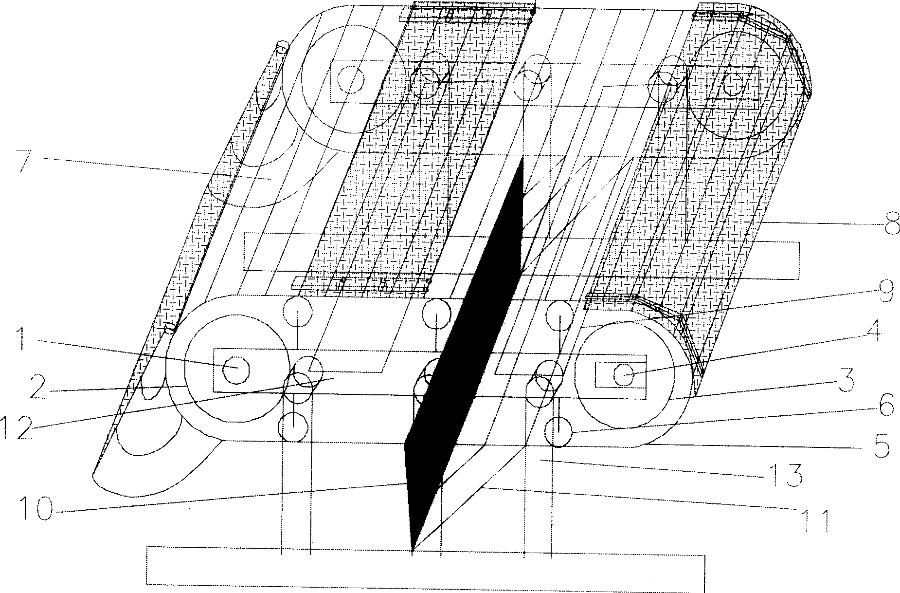 Hinge type track chain railway shaped energy conversion device