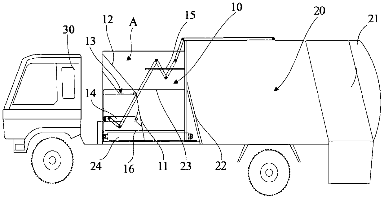 Carriage and garbage truck with large and small pushing shovel combined compression device