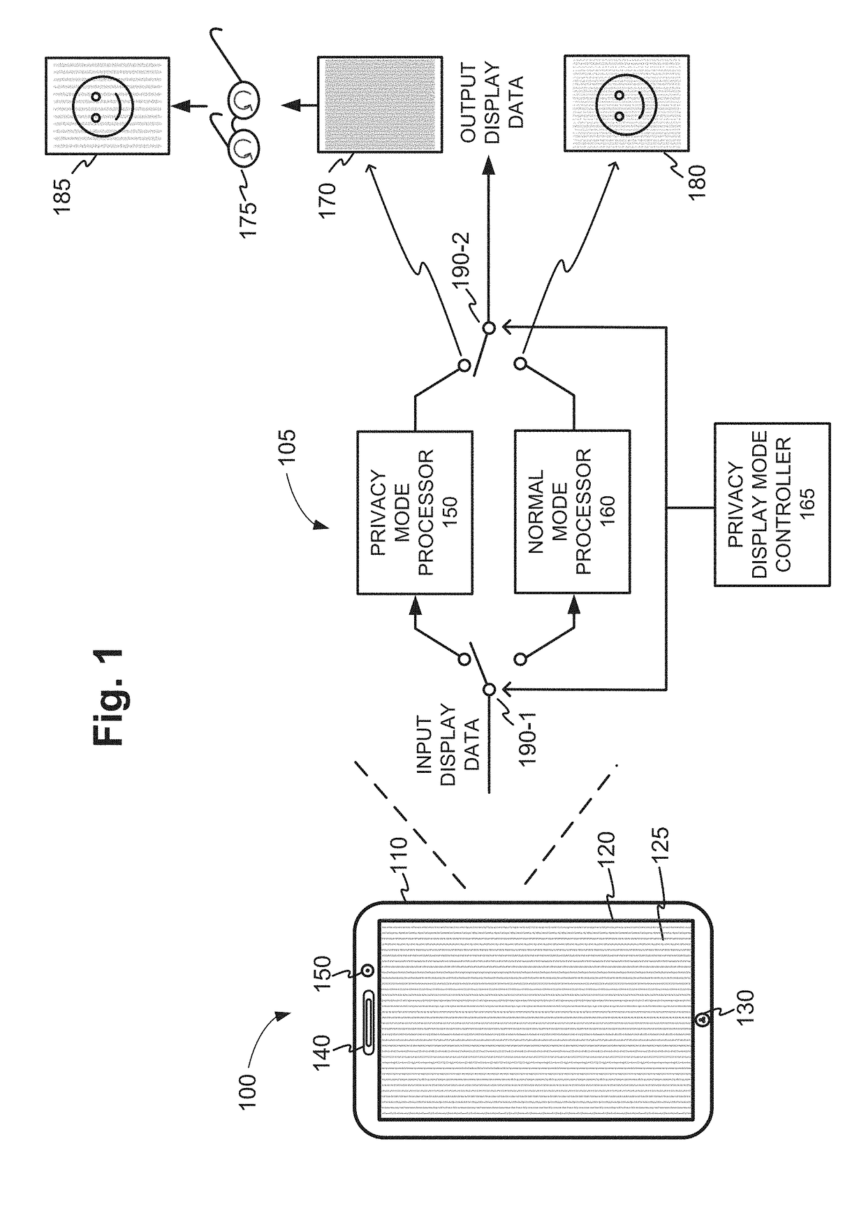 Switchable privacy display based on striped polarizer