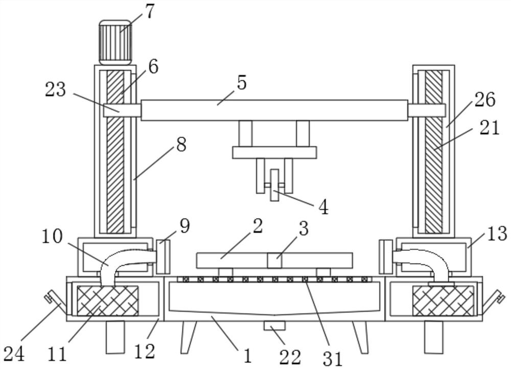 Cutting device with dust collection structure for PVC plate processing
