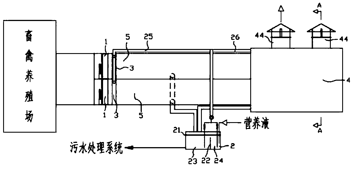 Livestock and poultry breeding waste gas treatment device and deodorizing process thereof