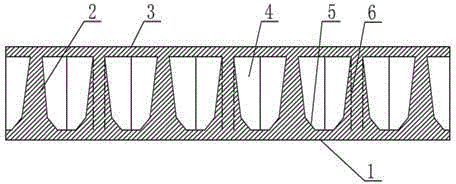 Honeycomb, chamfer and reinforcing rib composite plastic formwork