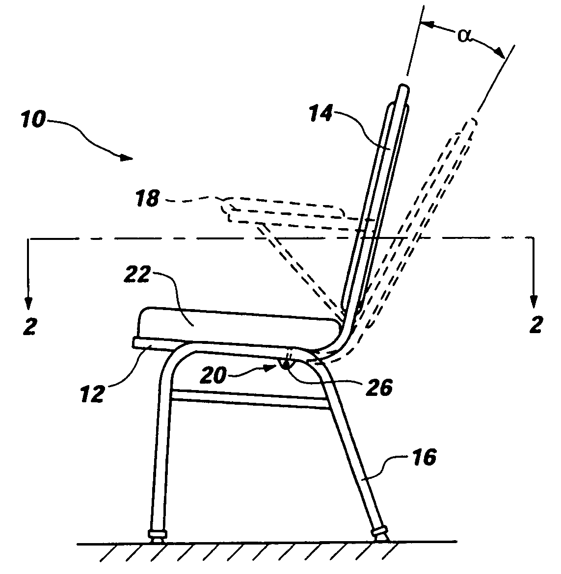 Chair with flexible, resilient back support