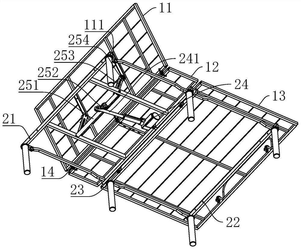Single-motor electric bed with surrounding frame