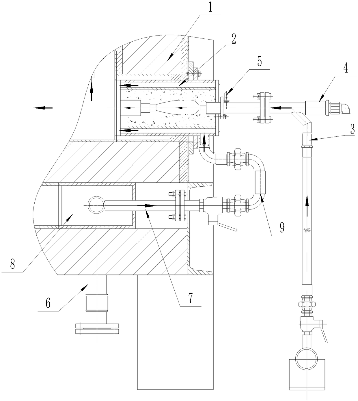 Combustion device of electroplating brass steel wire diffusion furnace