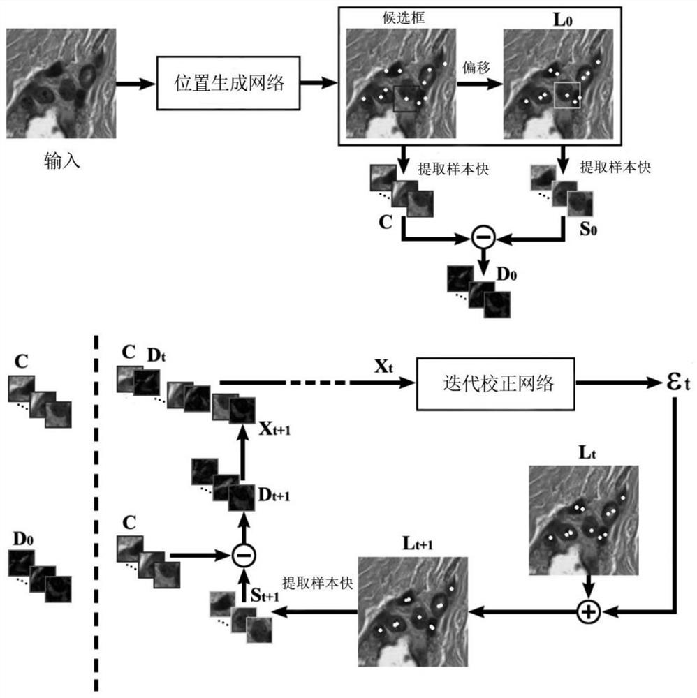 Iterative correction-based histopathologic image cell nucleus detection method and device