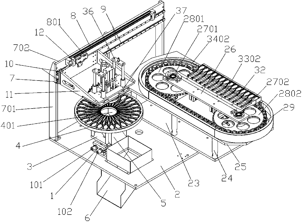 Turntable material collecting and transferring mechanism for injection molding product feeder