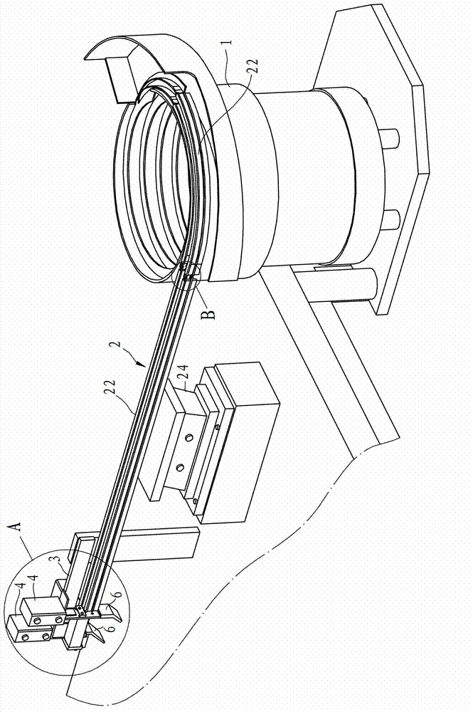 Conveying and positioning mechanism for long tail clip wrench