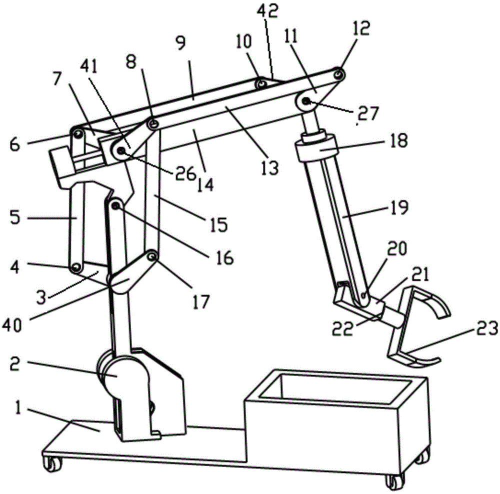 Mechanism type mobile mechanical hand with multiple degrees of freedom