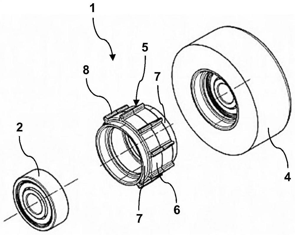 Rolling element, support roller, and laundry treatment device