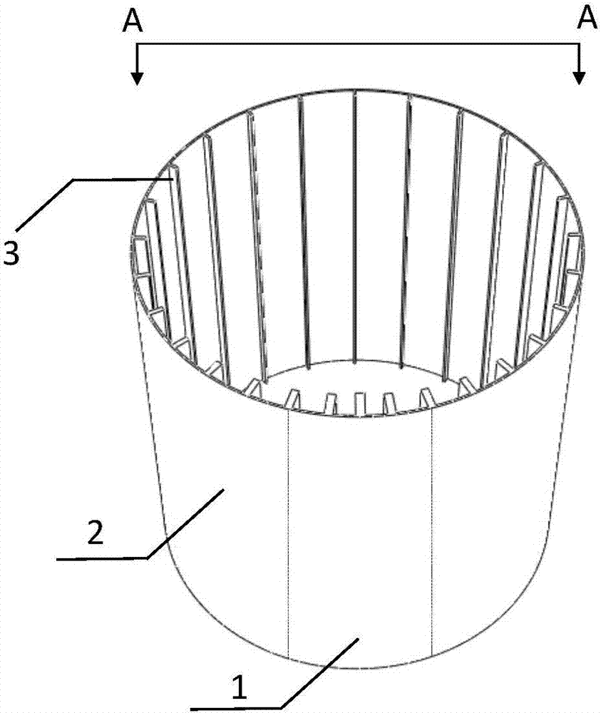 Gradient distribution type rib barrel shell structure