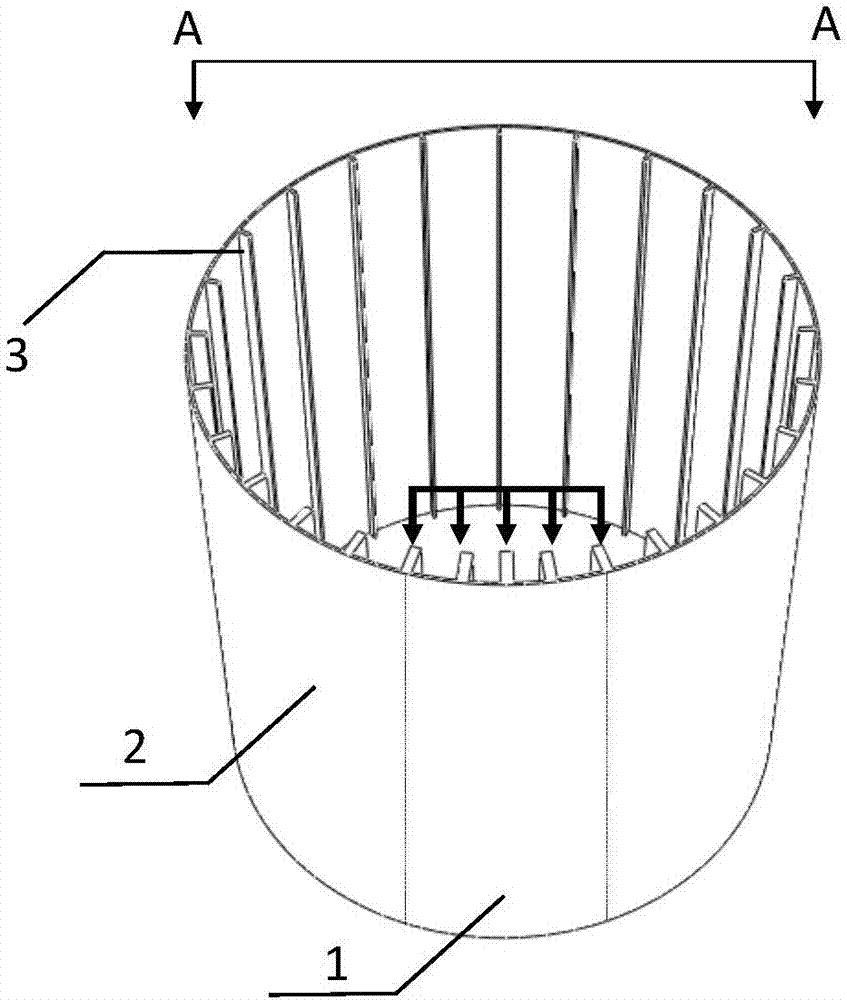 Gradient distribution type rib barrel shell structure