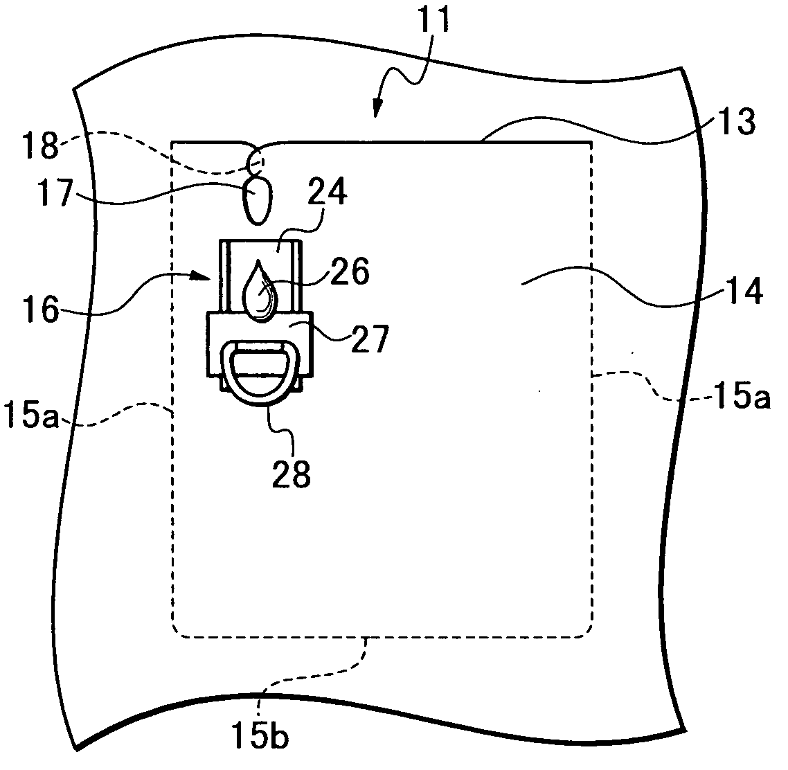 Pocket provided with fastener