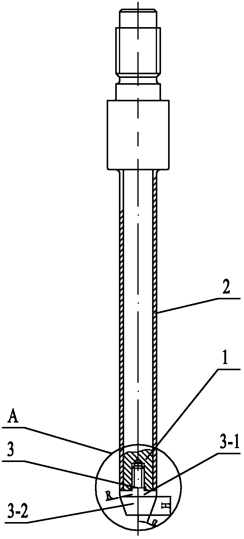 Squeezing needle used for producing lubrication-free heat squeezing seamless pipe material