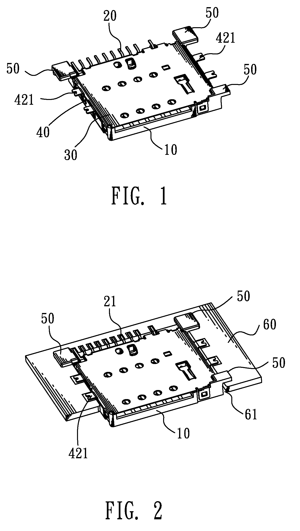 Card connector having a housing with fastening blocks for mounting a circuit board