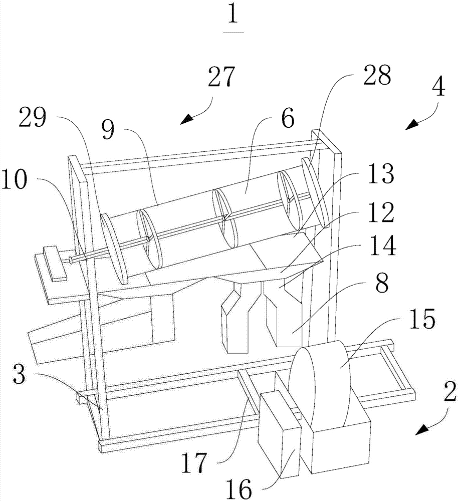 Rotary drum screening device and screening system