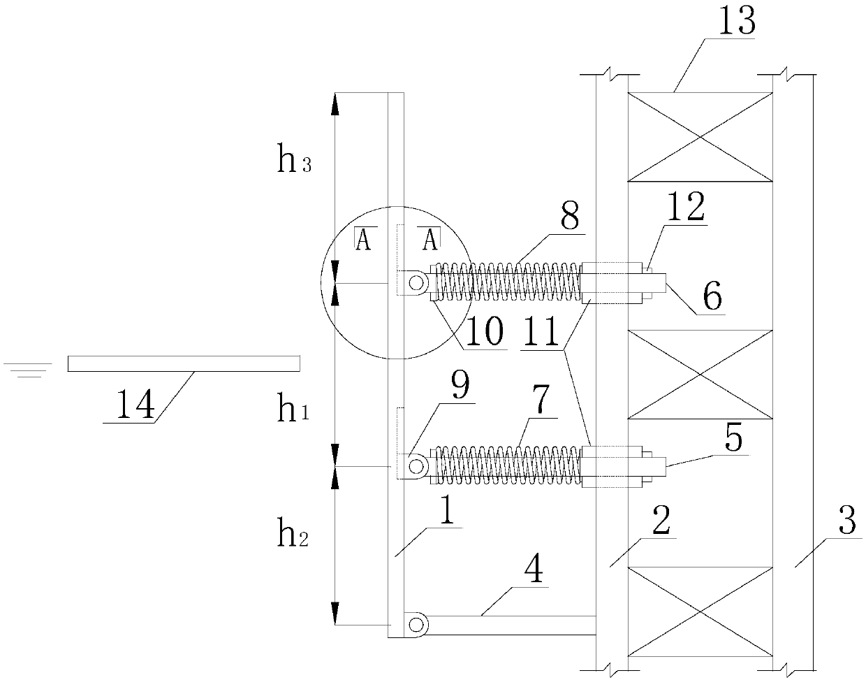 Elastic self-slope drift ice protection device