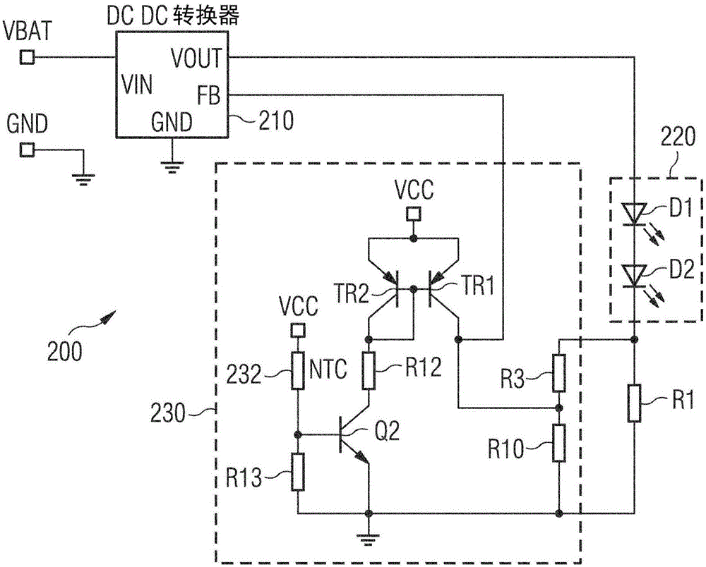 Thermal management and power supply control system for at least one light source