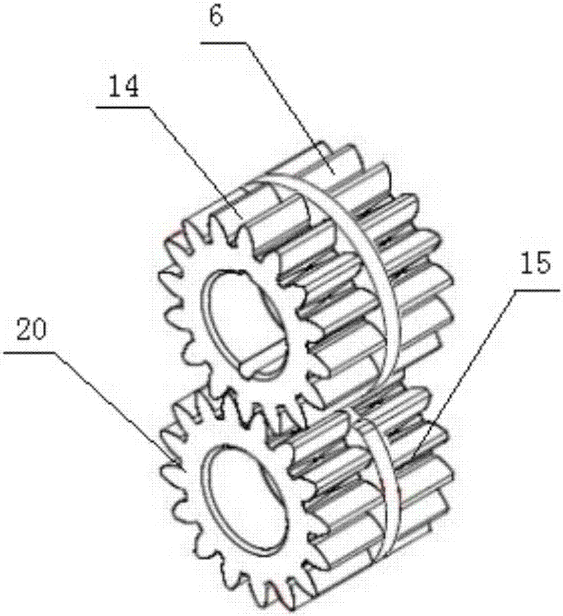 Gear pump with phase dislocation gear compensation structures