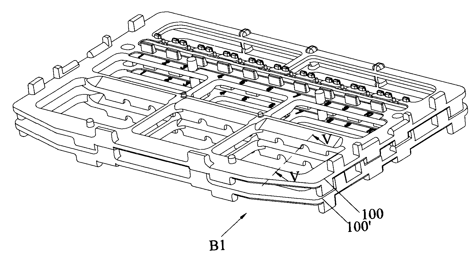 Magnetic head folded-piece combined general tray and general tray combination thereof