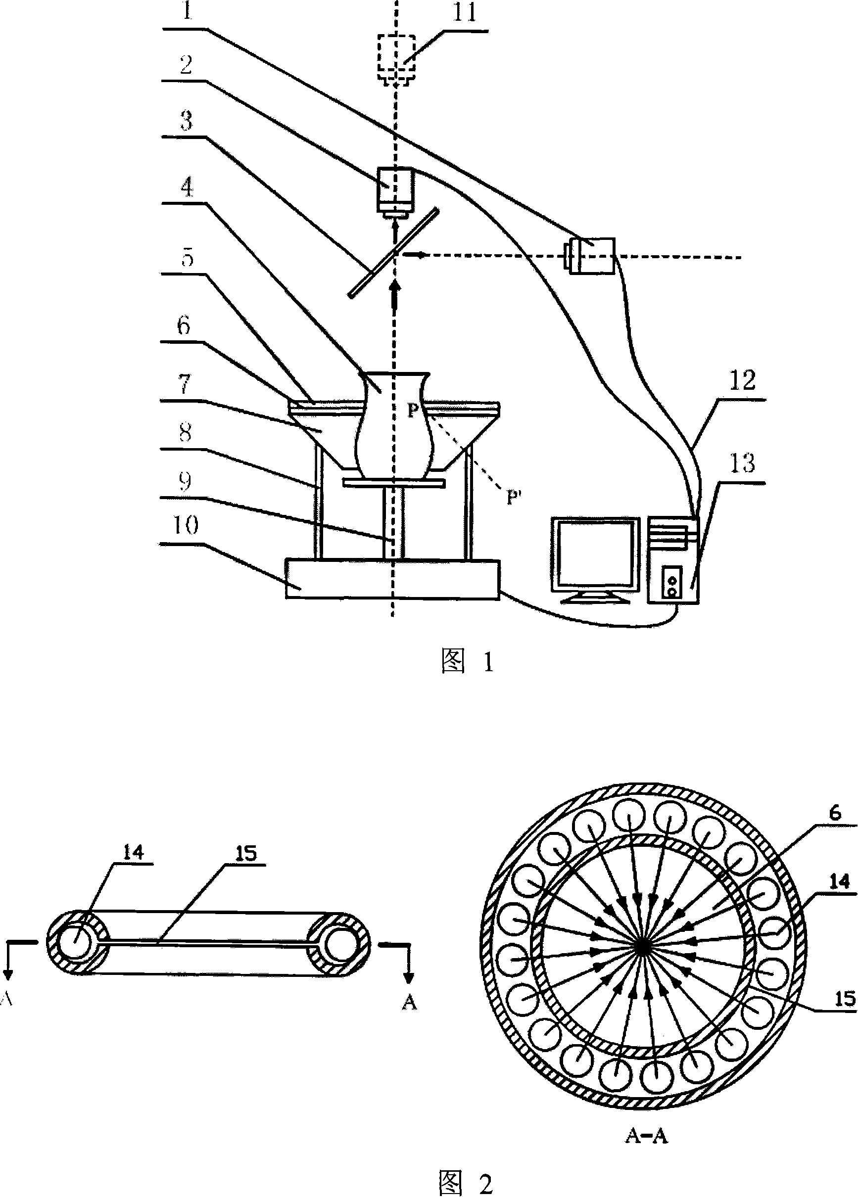 Converse measuring method and device based on axial direction stereovision