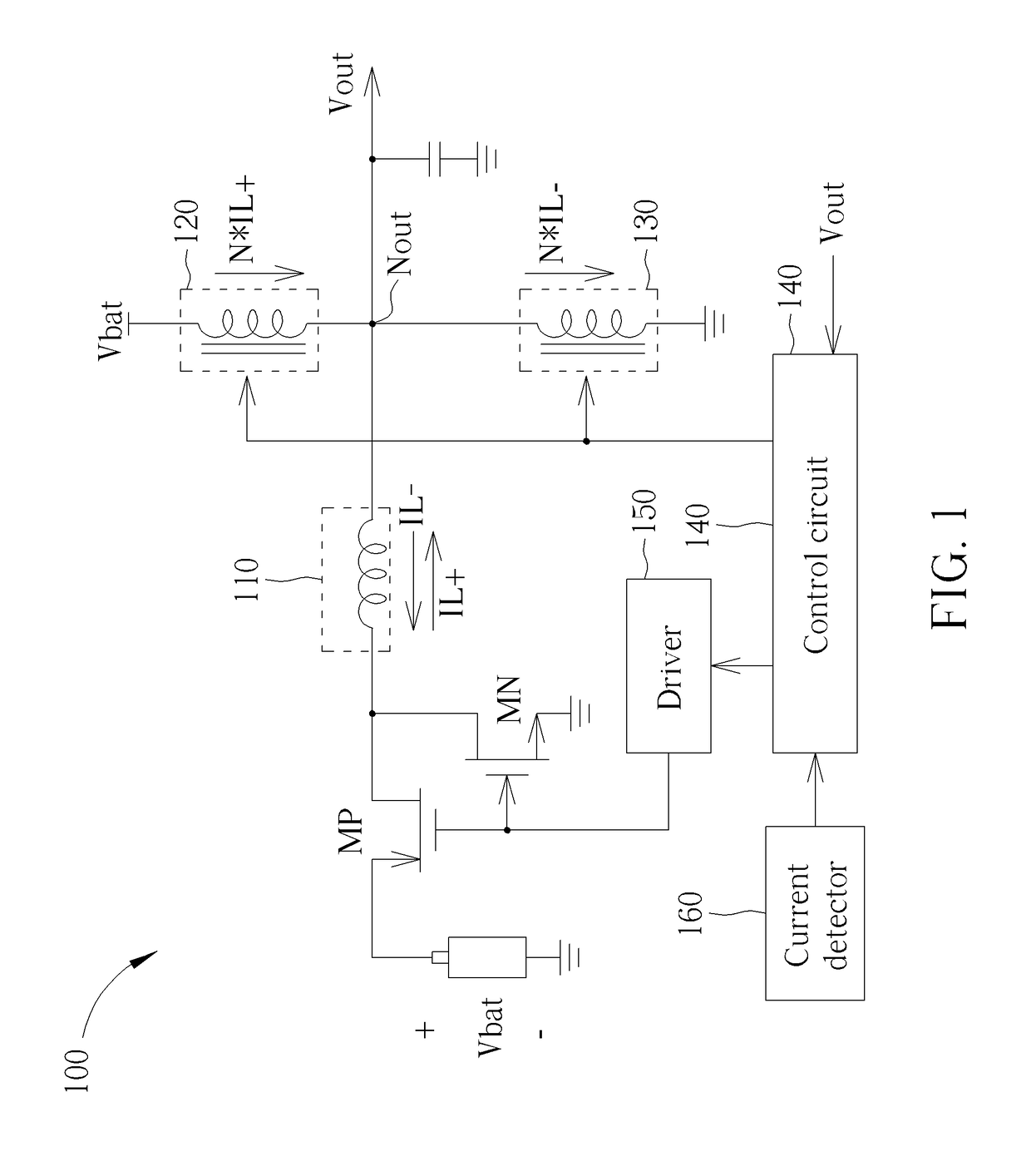 DC-DC converter with pull-up and pull-down currents based on inductor current